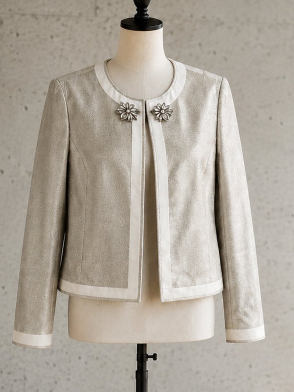 Tory Burch Gold Basketweave Paley Shimmer Linen Blend Jacket Size 12